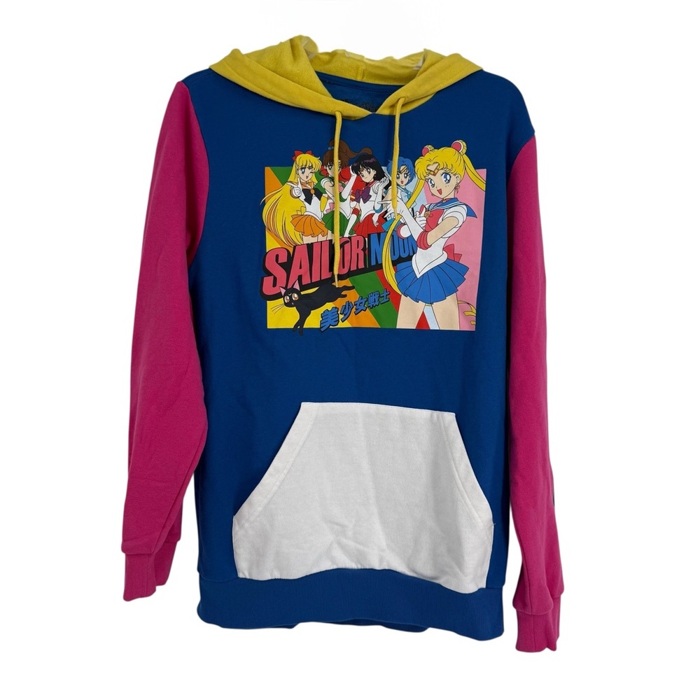 Sailor Moon Hoodie Size M Colorblock Anime Graphic Kangaroo pocket portrait